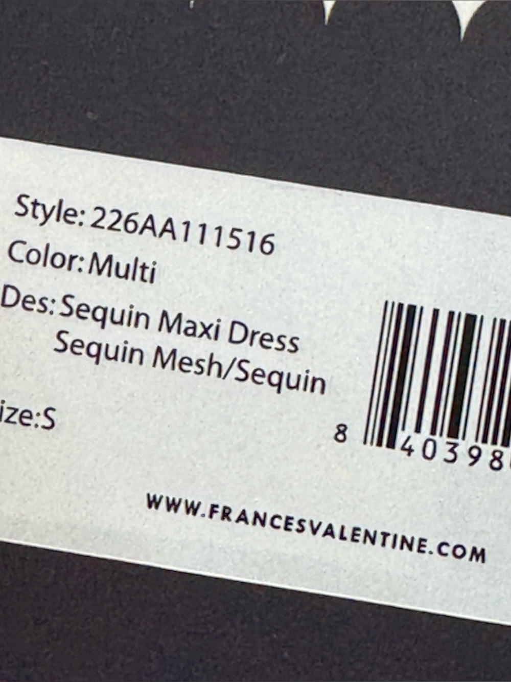 FRANCES VALENTINE X ATLANTIC-PACIFIC Sequin Maxi Dress Size Small NWT - Picture 16 of 16